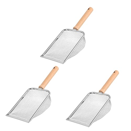 POPETPOP 3pcs Reptile Litter Scoop Cleaning Tool for Reptile Waste Litter Shovel with Wooden Handle for Turtles Lizards Pets Easy to Use