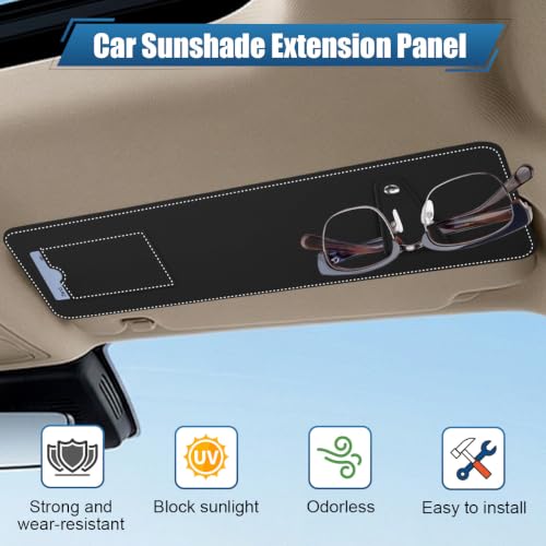 Car Sun Visor Extender with Sunglass Clip&Ticket Card Holder, Black - color: Black