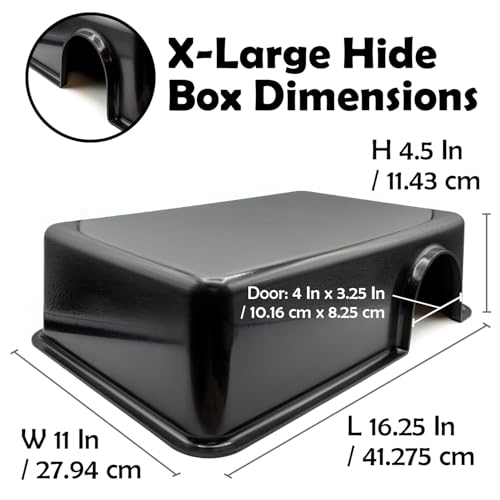 Pangea Reptile Hide Box, X-Large 16.25"x11"x4.5" | Fits Most Cages 2'x4' and up, Usable as Snake Tank Accessories, Good for Ball Python, Boas, Kingsnake - size: F- X-Large