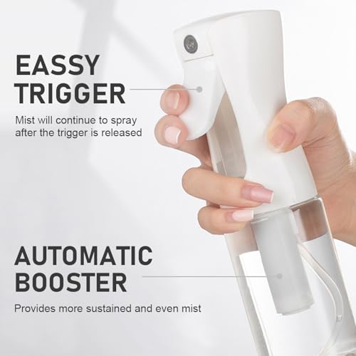 ELEMSY Spray Bottle For Hair (2 Pack 10 OZ) Continuous Mister Empty Spray Bottles, Ultra Fine Mist Water Sprayer for Hairstyling, Cleaning, Plants, Pets, Barbers, Salons, Essential Oil Scents - style: White & Black, 10 OZ