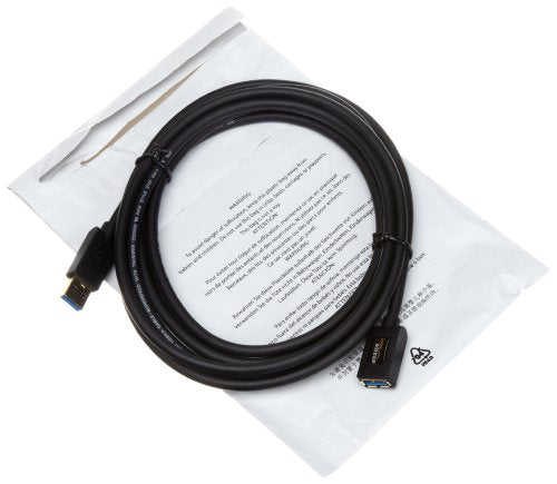 Amazon Basics USB 3.0 Extension Cable, A-Male to A-Female, 4.8Gbps High-Speed, Gold-Plated Connectors, 3.3 Foot, Black - size: 3.3 Feet