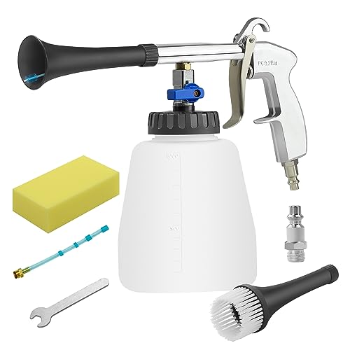 Car Cleaning Gun, High Pressure Air Blow Gun, Interior Car Cleaning Kit with Foam Bottle, Brush Head, Cleaning Sponge, Water Spray Function