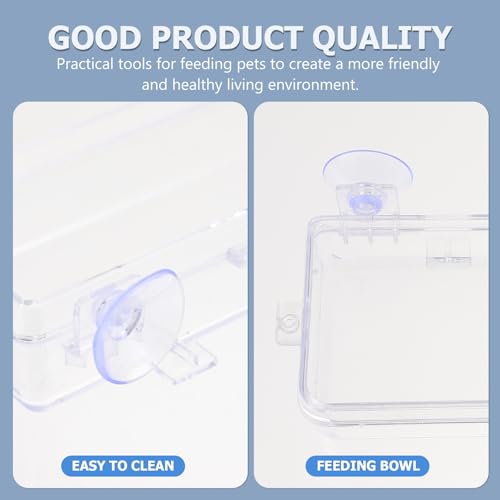 ABOOFAN Suction Cup Reptile Feeder Bowl Food Water Basin Escape-Proof Feeding Dish for Gecko Lizard Terrarium Supplies