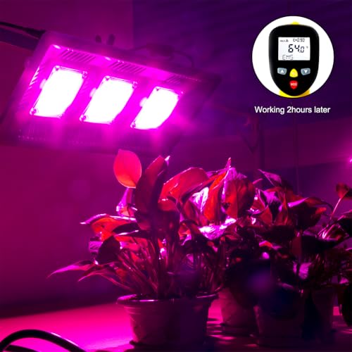 CANAGROW Waterproof Plant Light, Outdoor Grow Light, Full Spectrum COB LED Grow Light with No Noise, Refugium Light for Saltwater Aquarium, Heating Lamps for Plants Seeding Veg Blooming Fruiting - size: 3 Bulbs Pink - 300 W
