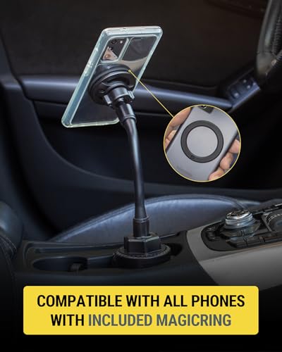 Scosche MagicMount™ SMSCUP Magnetic Cup Holder Phone Mount with Adjustable Gooseneck and Magnet Head, MagSafe Phone Holder for Car Compatible with iPhone 16 15 14 13 12 Series, Mag Safe Case & Android - size: 1 Pack, style: Cup Holder