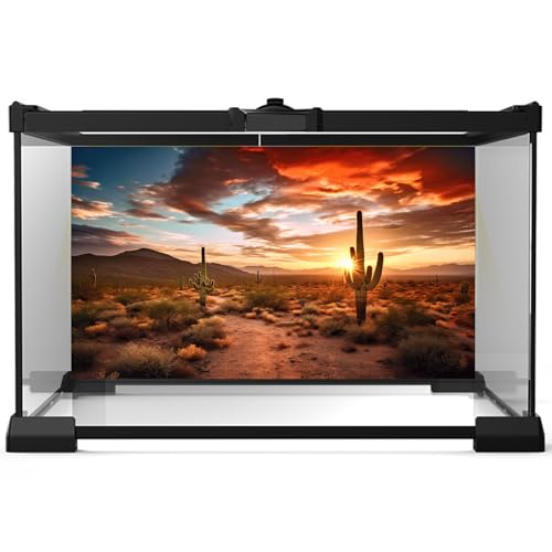 Reptile Habitat Background Sunset Desert Terrarium Background Towering Saguaro Cacti Silhouetted Against Sky Rugged Terrain Vibrant Desert Colors Landscape Tank Backdrop Vinyl 30x18in - color: Cacti Red, size: 30(W)x18(H)inches/ 75(W)*45cm(H)