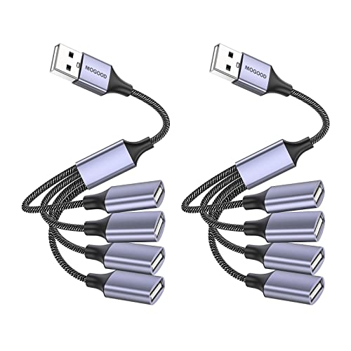 MOGOOD 1 in 4 Out USB Splitter Cable 4 Port USB for Car, USB 2.0 Hub 2Pack - size: 2pack
