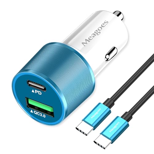 67.5W Blue Car Charger USB C Super Fast Charging for iPhone 17 Pro/Android - color: Blue, size: 3.3 ft