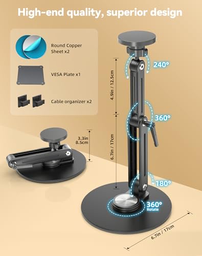 Jakeko Magnetic Portable Monitor Stand VESA Mount 75mm Travel 360° Swivel - size: Up to 18.5''