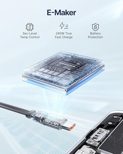 VRURC Ultra 240W Fast Charging Retractable USB C Cable 3.3ft