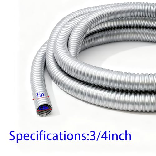 25ft 3/4in Flexible Reduced Diameter wall Wire Conduit, Galvanized Steel Flexible Electrical Conduit, Suitable for Wire Management and Greenfield Wiring