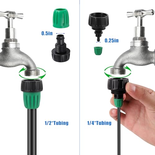 Leak-Proof Drip Irrigation Kit,Quick Connect Irrigation System, Lock Barbed Garden Watering System with 1/4 inch 1/2 inch Irrigation Tubing Hose for Garden,Raised Garden Bed, Lawn - size: Complete Drip Irrigation Kit