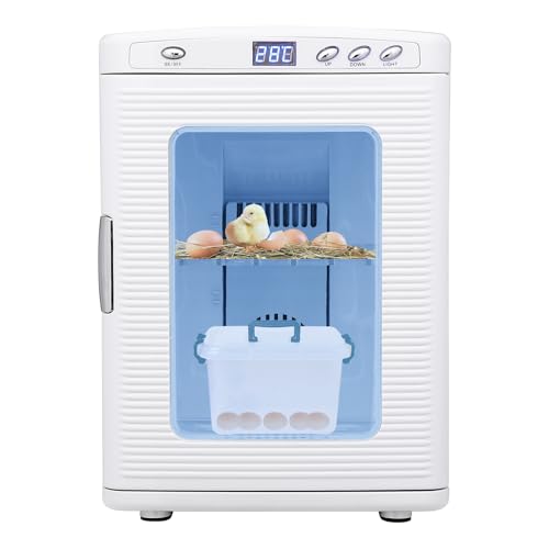 White 25L Reptile Incubator, Science Lab Incubator, Small Egg Hatching, 5-60℃ Cooling & Heating, AC/DC Dual Power, Portable for Home/Lab/Vehicle