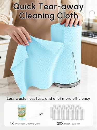 Microfiber Cleaning Cloths Roll 75 Pack 12x12 Inch Lint Free - color: Blue Ripple