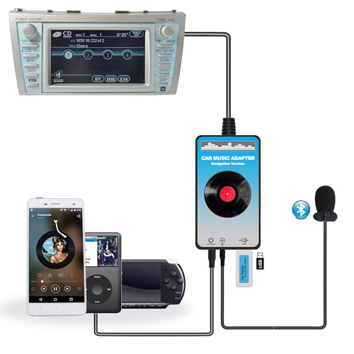 Factory Radio Upgrade Bluetooth Car Audio Input Adapter with USB AUX 3 in 1 MP3 Transmitter Hands-Free Calling Compatible with Toyota Camry Prius MarkX RX300 ES300 OEM Navigation Radio - style: For Navigation