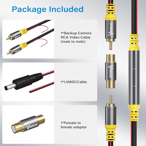 Backup Camera RCA Video Cable Kits,50 FT Car Reverse Rear View Camera Video Extension Cord with Detection Wire, Female-to-Female Coupler for Car AV Reversing Camera, CCTV, DVD, TV Box, RV, Truck, Bus - size: 50 FT