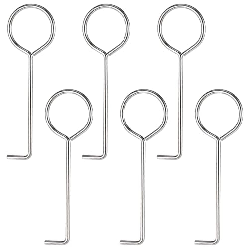 Drain Key Lifting Hooks - 6 Pack 304 Stainless Steel Drain Lifting Hooks, Shower Drains Grate Puller Keys, Lift Out Key for Easy Shower Drains Cleaning, Silver