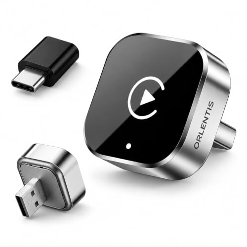 Wireless CarPlay Adapter, 2-in-1 Wired to Wireless CarPlay and Android Auto, Plug and Play, Fast Auto Reconnect, Mini Dongle with USB-A to USB-C Adapter