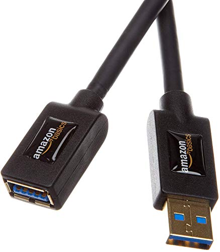 Amazon Basics USB 3.0 Extension Cable, A-Male to A-Female, 4.8Gbps High-Speed, Gold-Plated Connectors, 3.3 Foot, Black - size: 3.3 Feet