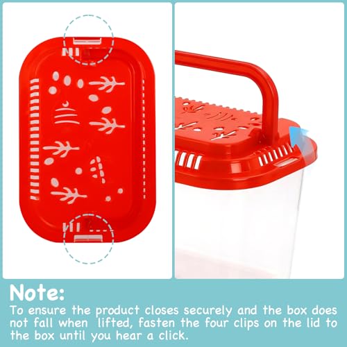 10 Pcs Reptile Terrariums Carrier Cage with Lids, Plastic Fish Tank with Handle, Small Aquarium Transport Container Portable, Fish Bucket for Crab Beach Turtle Pets