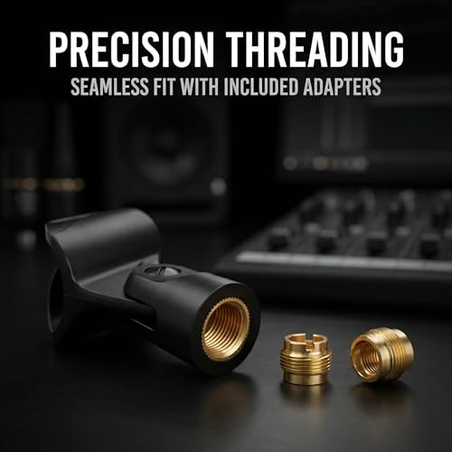 Universal Microphone Clip Holder, Comes with 5/8" Male to 3/8" Female Screw Adapter Suitable for Handheld Microphones, 2-Pack