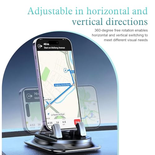 Dashboard Navigation Bracket, 360 Degree Rotation Automotive Phone Holder, Universal Self-Adhesive Non-Slip Car Phone Holder, for Most Cars (Black)