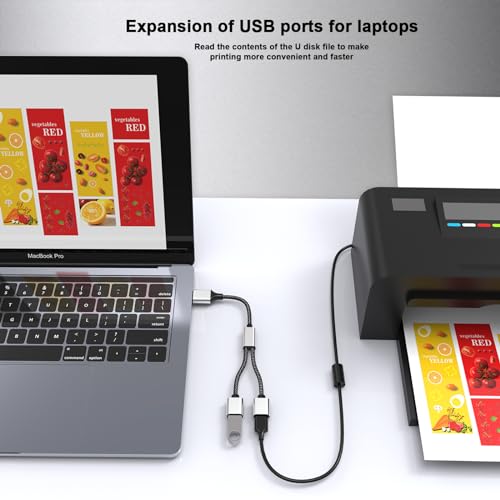 Fidioto USB A Splitter, USB A Male to 2 Female USBA Y Splitter, USB Splitter 1 in 2 Out Support Charging and Data Transfer for Printer/Keyboard/Flash Drive/PlayStation/Laptop/LED/Headsets Etc - style: 1 in 2 out-10in
