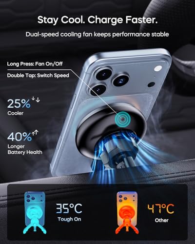 Tough On Qi2.2 25W for MagSafe Car Mount Charger, Wireless Car Charger