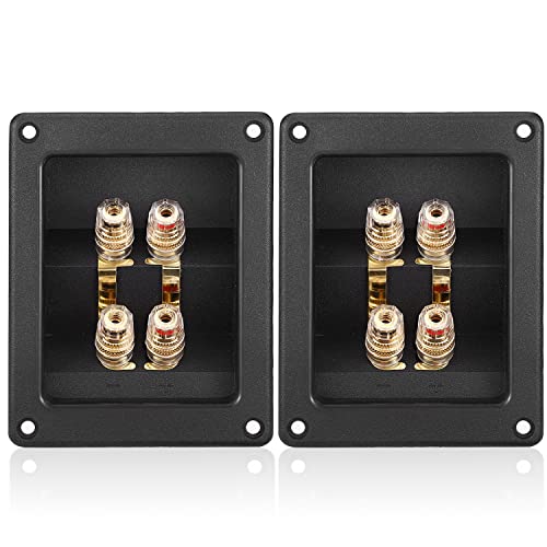 Facmogu 2PCS Rectangle 4-Way Speaker Terminal Box, Gold-Plated Terminal Cup - color: 4-way Rectangle