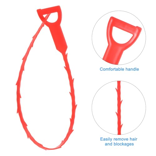 uxcell 3pcs 20 Inch Drain Hair Clog Remover Tool PP & 80 Inch Drain Cleaner Tool Sticks Stainless Steel Sewer Cleaning Hook Unclog Sink Unclogger for Toilet Bathtub Sewer, Red - color: Red, size: 80 Inch