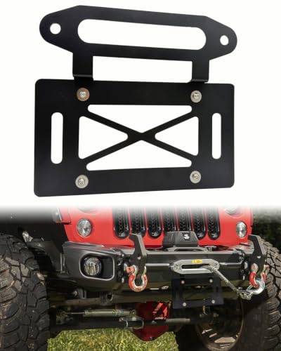 Hawse Fairlead License Plate Mount, 10" Winch License Plate Holder Steel Front Bumper Winch License Bracket Compatible with Jeep Wrangler, Pickup Trucks, SUVs RVs & Off-Road Vehicles - size: 10 inch Hawse Fairlead License Plate Mount