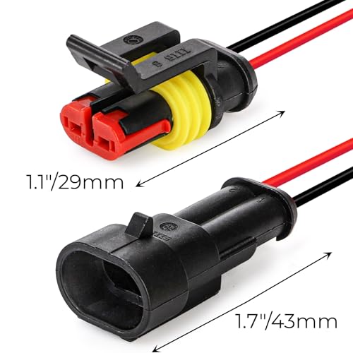 Hiceeden 12 Kits 2 Pin Waterproof Connector 16AWG 2 Wire Auto Electric Plug