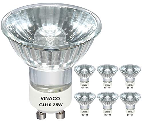 Vinaco GU10 Bulb 6 Pack, MR16 Halogen, Warm White 2800K, Dimmable For NP5 GU10 25W Bulb Candle Warmer, Track Light, Hood Bulbs - style: 25W - 6 Pack