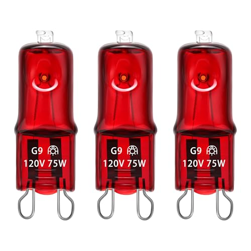 Reptile Heat Lamp G9 Bulb 75W 120V 2 Pin 3 Pack Base Light Bulb Replacement Dimmable Warm Red - color: Bulb 75w Red
