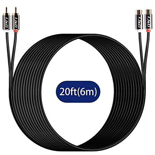 J&D 2 RCA Extension Cable, RCA Male to Female Stereo Cable, 20 ft - size: 20 Feet