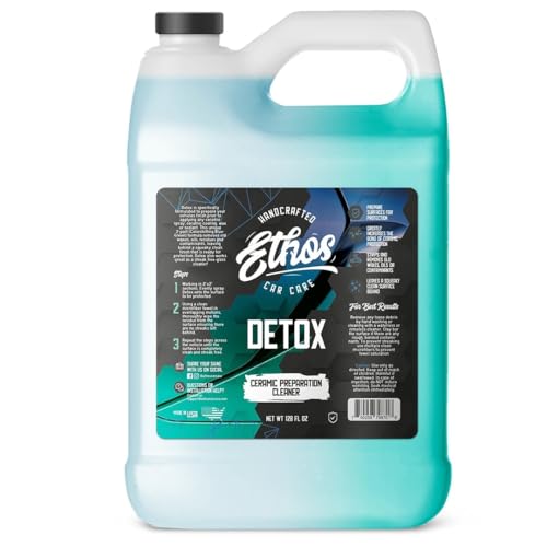 Ethos DETOX - Ceramic Coating Prep Spray, Panel Wipe, Glass Cleanser - Remove Your Old Ceramic Coating, Wax, or Sealant - Multi-Purpose Formula - Leaves Nothing But the Shine - size: 128 Fl Oz (Pack of 1)
