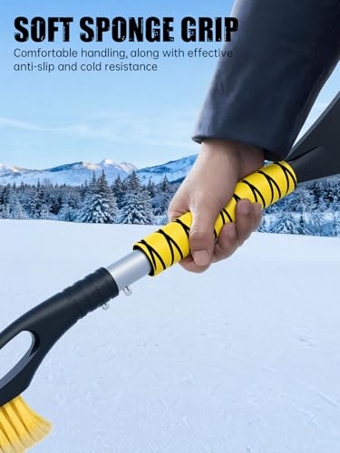 MIKKUPPA 27" Snow Brush and Ice Scrapers for Car Windshield, Yellow - color: Yellow