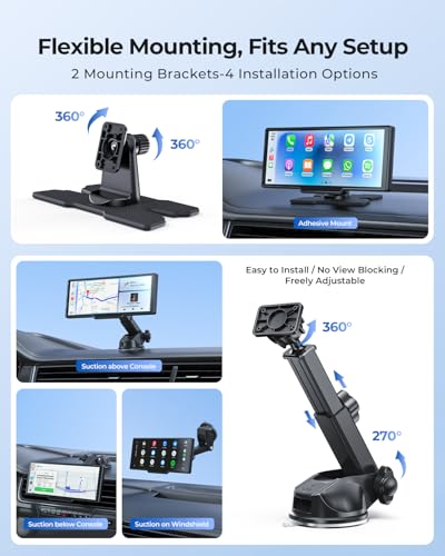 9.26" Wireless Carplay Screen for Car with 4K Dash Cam & HD Backup Camera