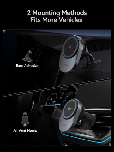 THREEKEY Magnetic Car Mount Charger Lite Qi2 25W Charging with TEC Cooling - color: Black