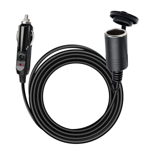 TMH Cigarette Lighter Extension Cord Cable - 6 FT, 14 AWG Heavy Duty Male to Female Socket 12V/24V Car Charger with Cigarette Lighter Socket - size: 14 AWG - 6 FT