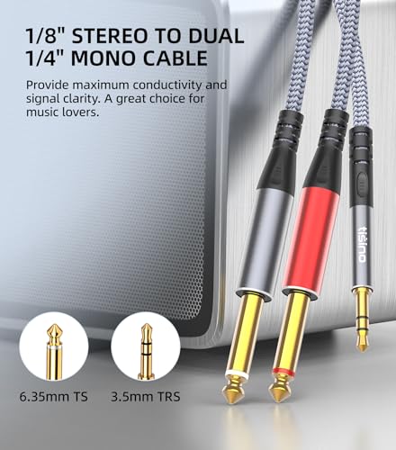 Tisino 3.5mm to 1/4" Adapter Stereo(L/R) Audio Splitter Cable, 10FT/3m - size: 10 ft