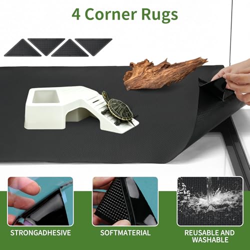 24"x60" Bearded Dragon Tank Accessories Reptile Mat 40 Gallon, Non-Slip Reptile Tank Liner with 4 Carpet Corners, Reusable Bearded Dragon Tank Flooring for Bearded Dragon, Leopard Gecko,Lizard