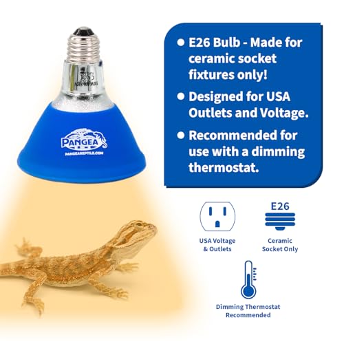 Pangea 50W Deep Heat Projector 2-Pack for Reptiles with Carbon Fiber Filament, Core Warming Infrared A and B Bulb for Basking Lizards, Designed for Ceramic Sockets (50 Watt)