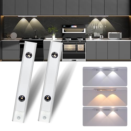 GARTO LED Under Cabinet Lights, Long Size Motion Sensor Hill Effect Closet Light, USB Rechargeable Under Counter Lights for Kitchen Wardrobe Stairs Bedroom Trunk