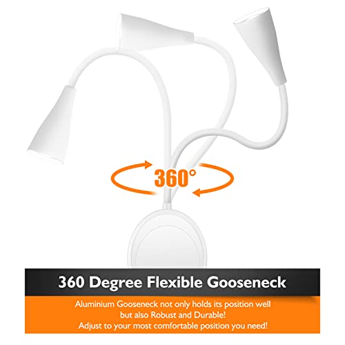 SANKEDOU LED Wall Mount Reading Light, Bedside Reading Lights, 5 Dimmable - color: White-2P