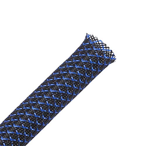 100ft - 1/4 inch PET Expandable Braided Sleeving – BlackBlue – Alex Tech Braided Cable Sleeve - color: Blackblue, size: 1/4"-100ft