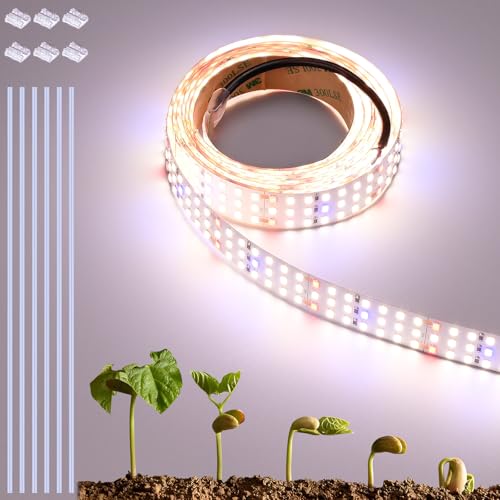 16.4FT LED Plant Grow Light, 2100LEDs Full Spectrum Grow Lamp with High PPFD, 24V 120W Cuttable Plants Growing Light Strip Flexible Self Adhesive for Seedlings Veg Flower - size: 16.4FT