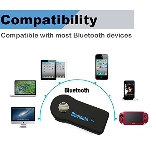Bluetooth AUX Adapter for Car, Wireless Audio Receiver Portable Hands-Free Car Kits with AUX 3.5mm - color: black