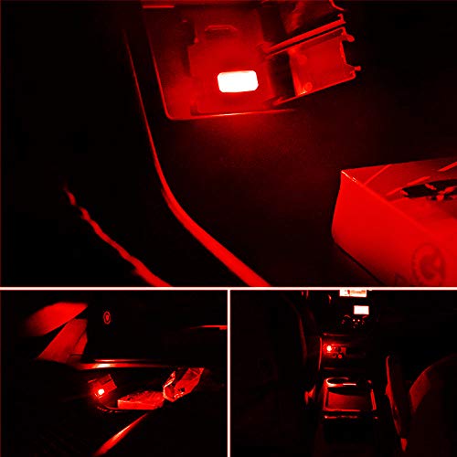 iJDMTOY USB Mini LED Car Interior Ambient Atmosphere Accent Lighting Kit - color: Red