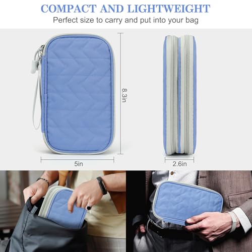 FYY Electronic Organizer, Travel Tech Pouch Bag, Medium, Blue Quilted - color: Blue Quilted, size: 8.3 x 5 x 2.6 inches